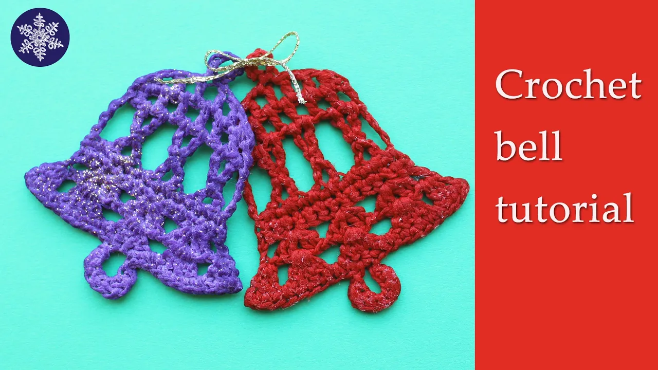 Tutorial for crochet bell applique Christmas decoration
