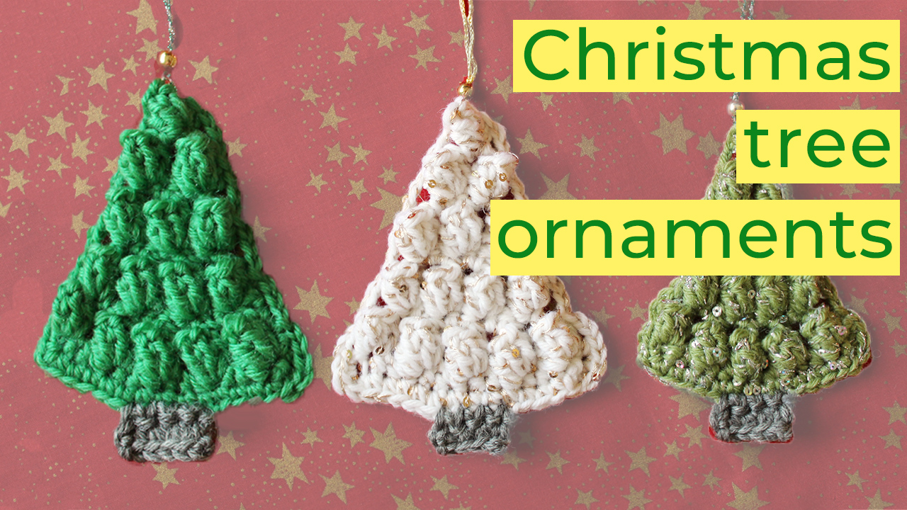 crochet tutorial chart Christmas tree shaped bobble stitch decoration