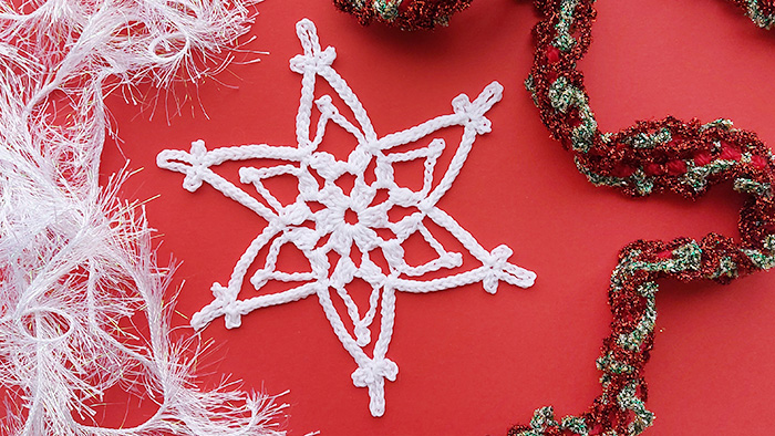 Crochet chart and tutorial for lace snowflake